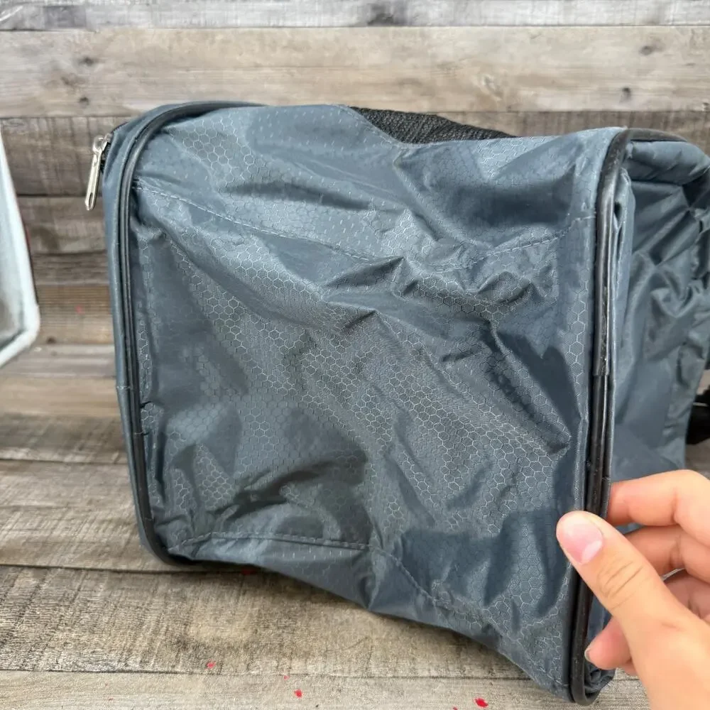 Pet Carrier Bag Shoulder Hand Strap Black Mesh Walls 12